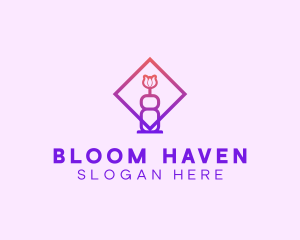 Vase Blooming Flower logo design