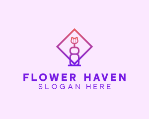 Vase Blooming Flower logo design