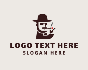 Man - Hat Guy Smoking logo design