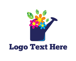Pot Plant - Flower Watering Can logo design