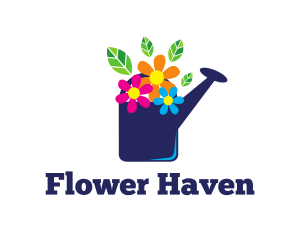 Flower Watering Can logo design