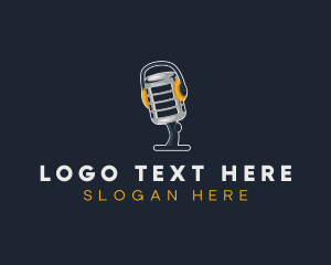 Vlogger Podcast Microphone Logo