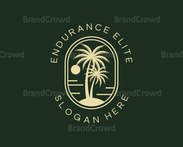 Tropical Beach Palm Tree Logo