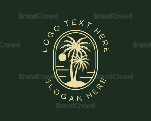 Tropical Beach Palm Tree Logo