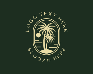 Tree - Tropical Beach Palm Tree logo design