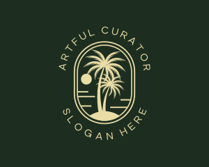 Tropical Beach Palm Tree Logo