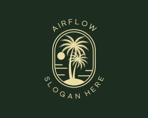 Tropical Beach Palm Tree logo design