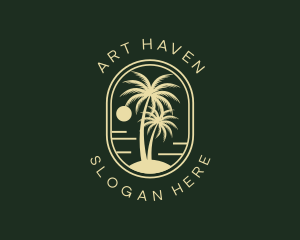 Tropical Beach Palm Tree logo design