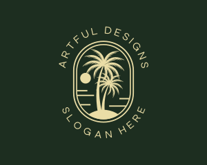 Tropical Beach Palm Tree logo design