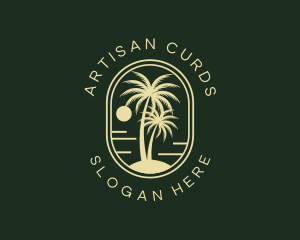 Tropical Beach Palm Tree logo design