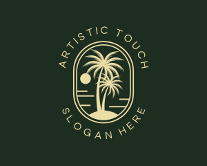 Tropical Beach Palm Tree logo design