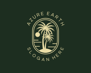 Tropical Beach Palm Tree logo design