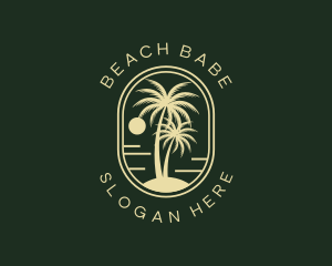 Tropical Beach Palm Tree logo design