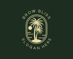 Tropical Beach Palm Tree logo design