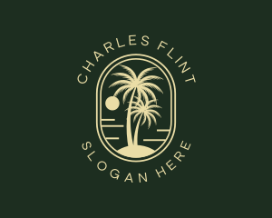 Tropical Beach Palm Tree logo design