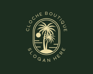 Tropical Beach Palm Tree logo design