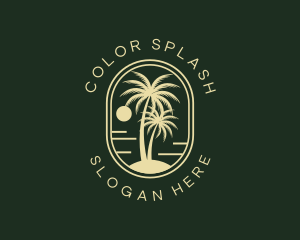 Tropical Beach Palm Tree logo design