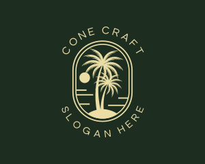 Tropical Beach Palm Tree logo design