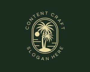 Tropical Beach Palm Tree logo design