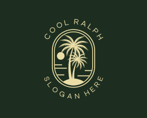 Tropical Beach Palm Tree logo design