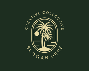 Tropical Beach Palm Tree logo design