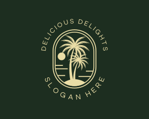 Tropical Beach Palm Tree logo design