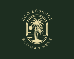 Tropical Beach Palm Tree logo design