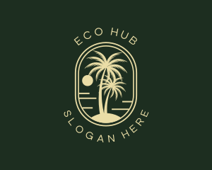 Tropical Beach Palm Tree logo design