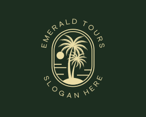 Tropical Beach Palm Tree logo design