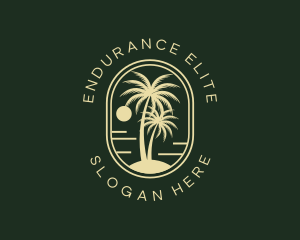 Tropical Beach Palm Tree logo design