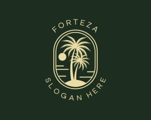 Tropical Beach Palm Tree logo design