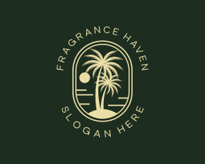 Tropical Beach Palm Tree logo design