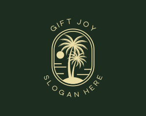 Tropical Beach Palm Tree logo design