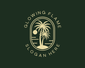 Tropical Beach Palm Tree logo design