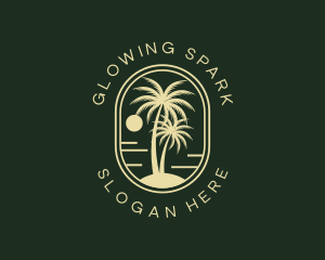 Tropical Beach Palm Tree logo design