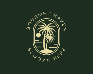 Tropical Beach Palm Tree logo design