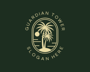 Tropical Beach Palm Tree logo design