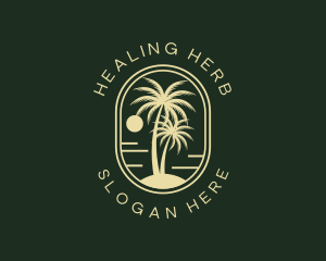 Tropical Beach Palm Tree logo design