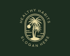 Tropical Beach Palm Tree logo design