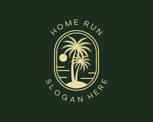 Tropical Beach Palm Tree logo design