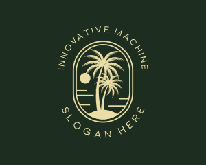 Tropical Beach Palm Tree logo design