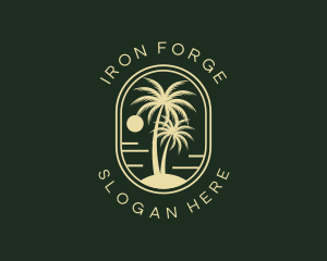 Tropical Beach Palm Tree logo design