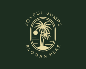 Tropical Beach Palm Tree logo design