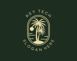 Tropical Beach Palm Tree logo design