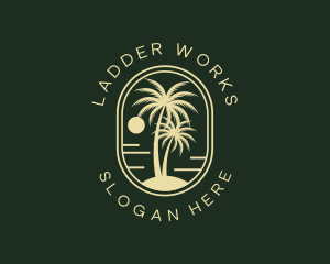 Tropical Beach Palm Tree logo design