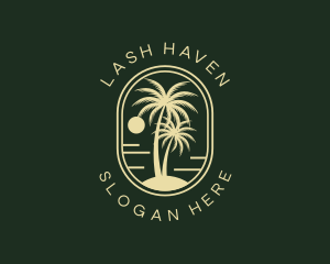 Tropical Beach Palm Tree logo design