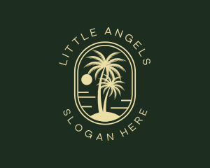 Tropical Beach Palm Tree logo design