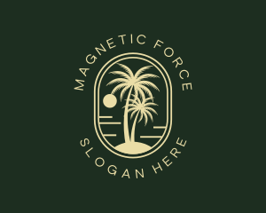 Tropical Beach Palm Tree logo design