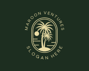 Tropical Beach Palm Tree logo design