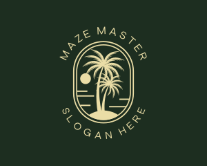 Tropical Beach Palm Tree logo design